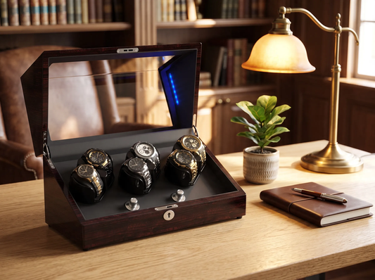 Watch Winder with 6 Winder Space Pine Bark Pattern