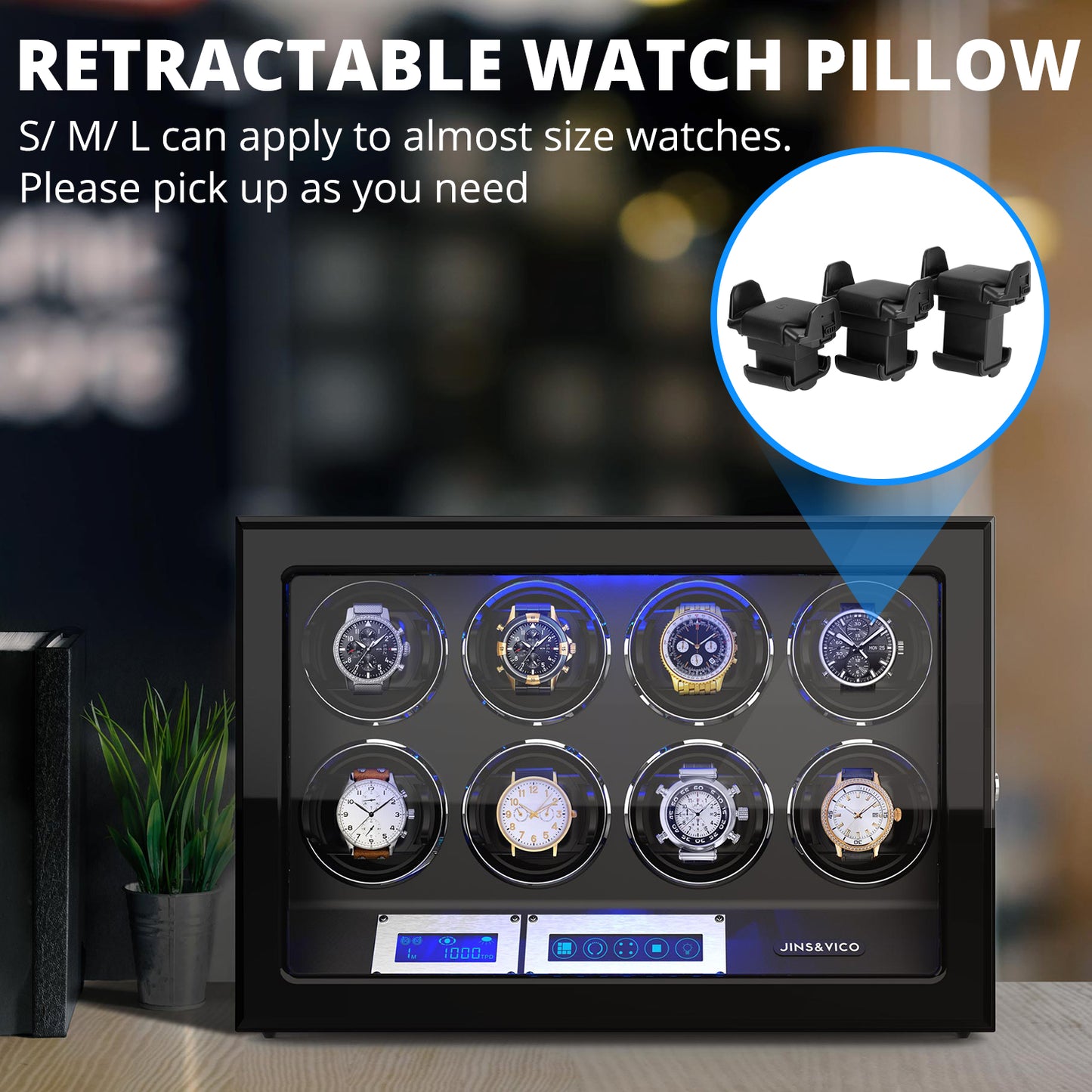 Retractable Watch Pillows Set Black 2 Pack