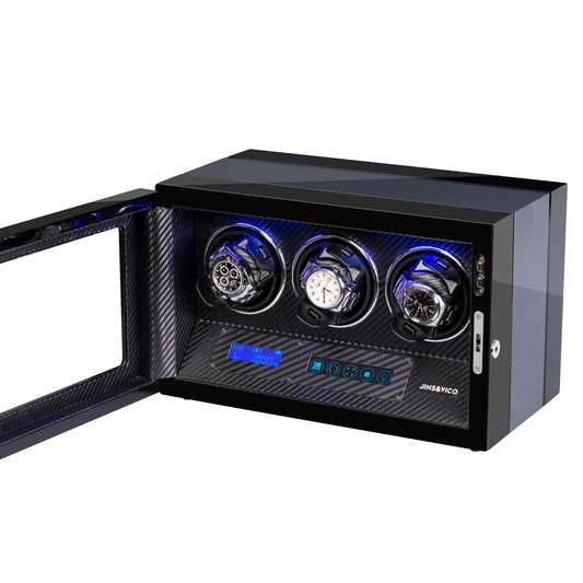Watch Winder for 3 Watches with LCD Touchscreen Control, High-Gloss Piano Lacquer, JINS&VICO