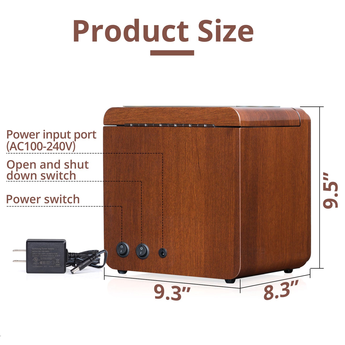 2-Slots Walnut Wood Automatic Watch Winder with 3 Storages, High-Gloss Piano Lacquer, LUKDOF