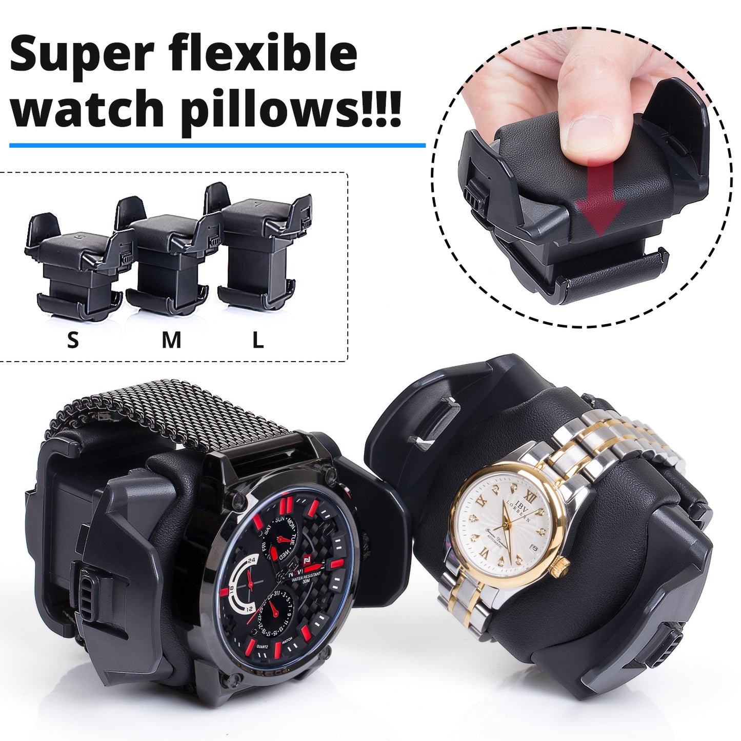 Retractable Watch Pillows Set Black 2 Pack