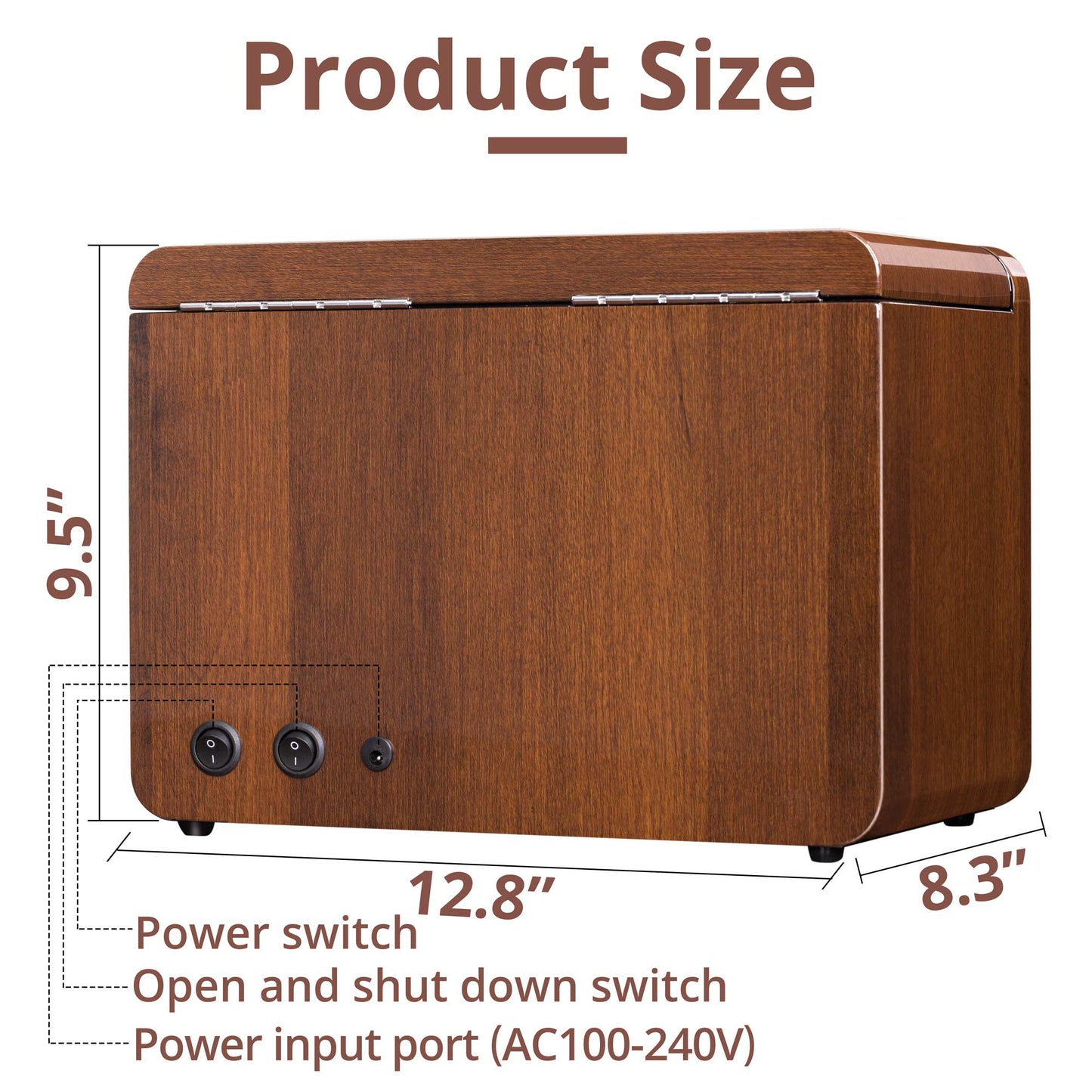 3-Slots Walnut Wood Automatic Watch Winder, High-Gloss Piano Lacquer, LUKDOF