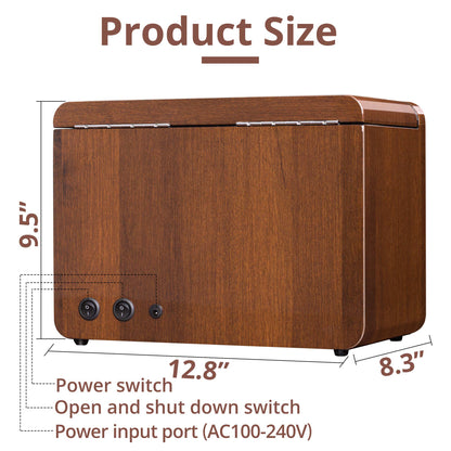 3-Slots Walnut Wood Automatic Watch Winder, High-Gloss Piano Lacquer, LUKDOF