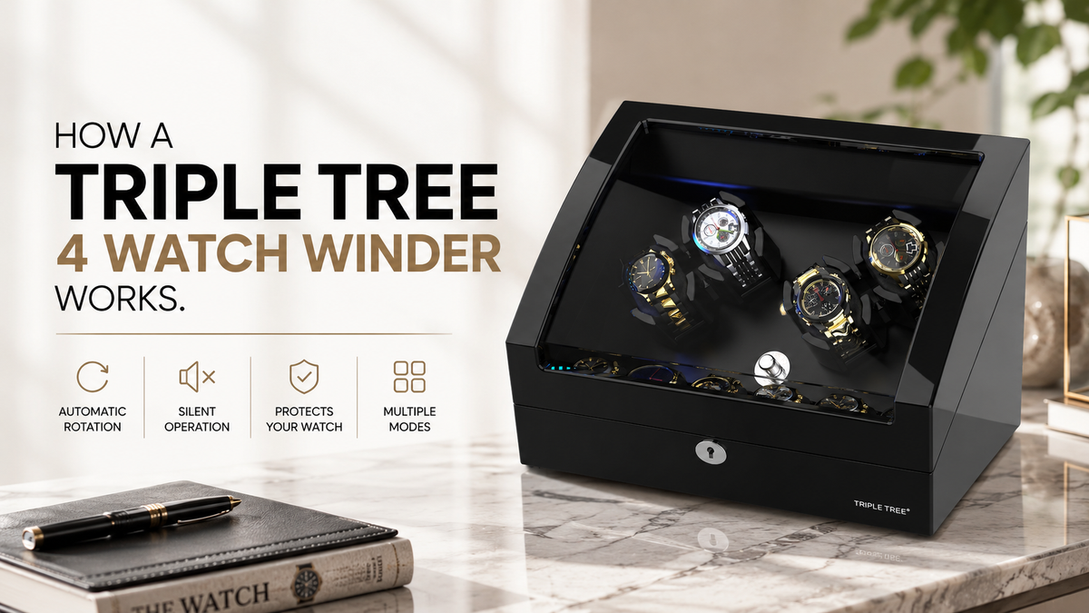 Watch Winder for 4 Automatic Watches with Extra 6 Watch Storages