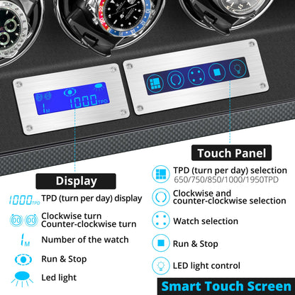 24-Slots Watch Winder with High-Gloss Piano Lacquer, Fingerprint Lock, JINS&VICO