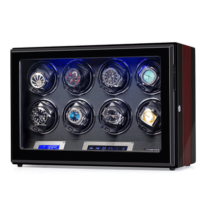 8 Watches Watch Winder Box with Backlight, High-Gloss Piano Lacquer