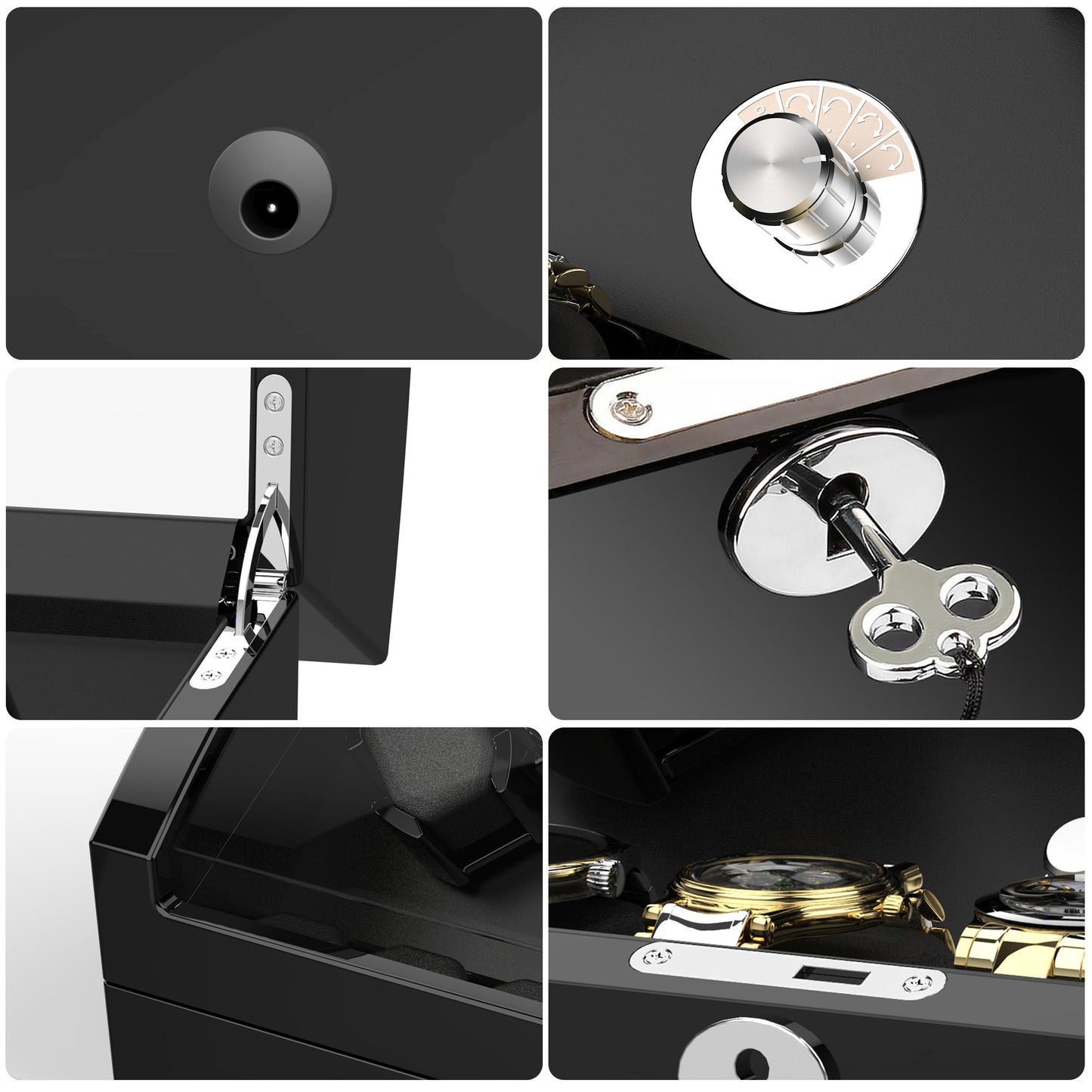 Watch Winder for 4 Automatic Watches with Extra 6 Watch Storages, High-Gloss Piano Lacquer, TRIPLE TREE