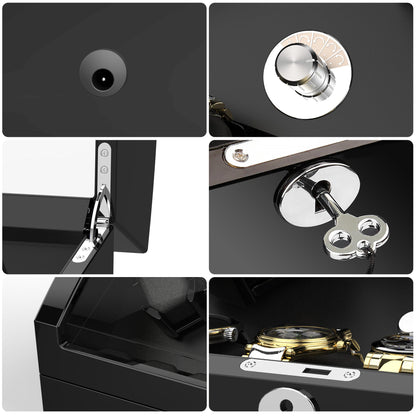 Watch Winder for 4 Automatic Watches with Extra 6 Watch Storages, High-Gloss Piano Lacquer, TRIPLE TREE