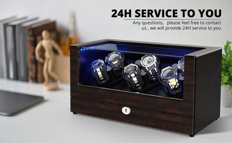 Watch Winder with 6 Winder Space Pine Bark Pattern