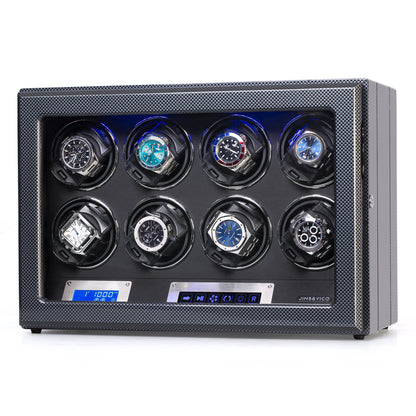 8 Watches Watch Winder Box with Backlight, High-Gloss Piano Lacquer