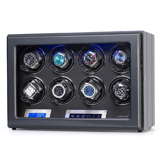 8 Watches Watch Winder Box with Backlight, High-Gloss Piano Lacquer