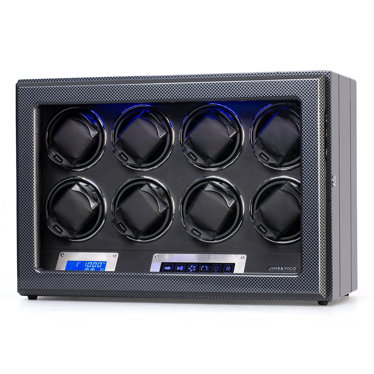 8 Watches Watch Winder Box with Backlight, High-Gloss Piano Lacquer