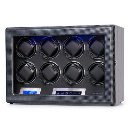 8 Watches Watch Winder Box with Backlight, High-Gloss Piano Lacquer