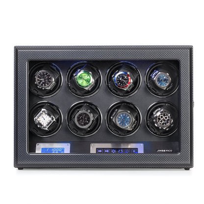 8 Watches Watch Winder Box with Backlight, High-Gloss Piano Lacquer