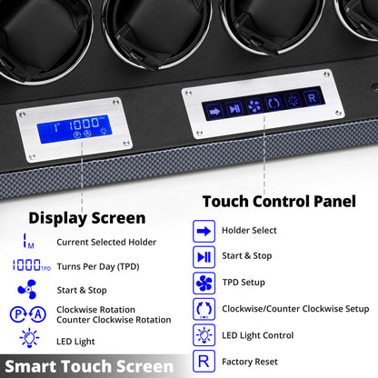 8 Watches Watch Winder Box with Backlight, High-Gloss Piano Lacquer