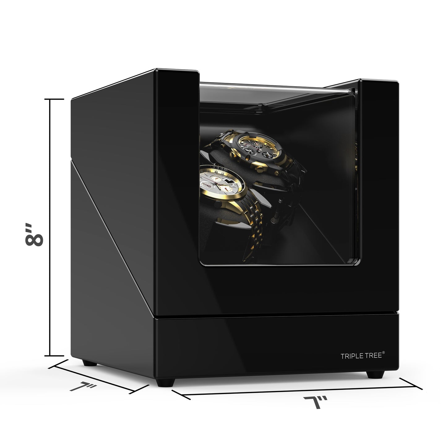 Double Watch Winder with High-Gloss Piano Lacquer Finish, TRIPLE TREE
