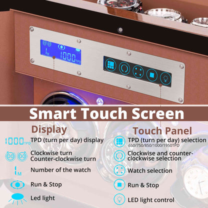 3-Slots Walnut Wood Automatic Watch Winder, High-Gloss Piano Lacquer, LUKDOF