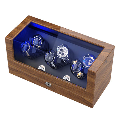 6-Slots Watch Winder with Flexable Pillows, High-Gloss Piano Lacquer, TRIPLE TREE