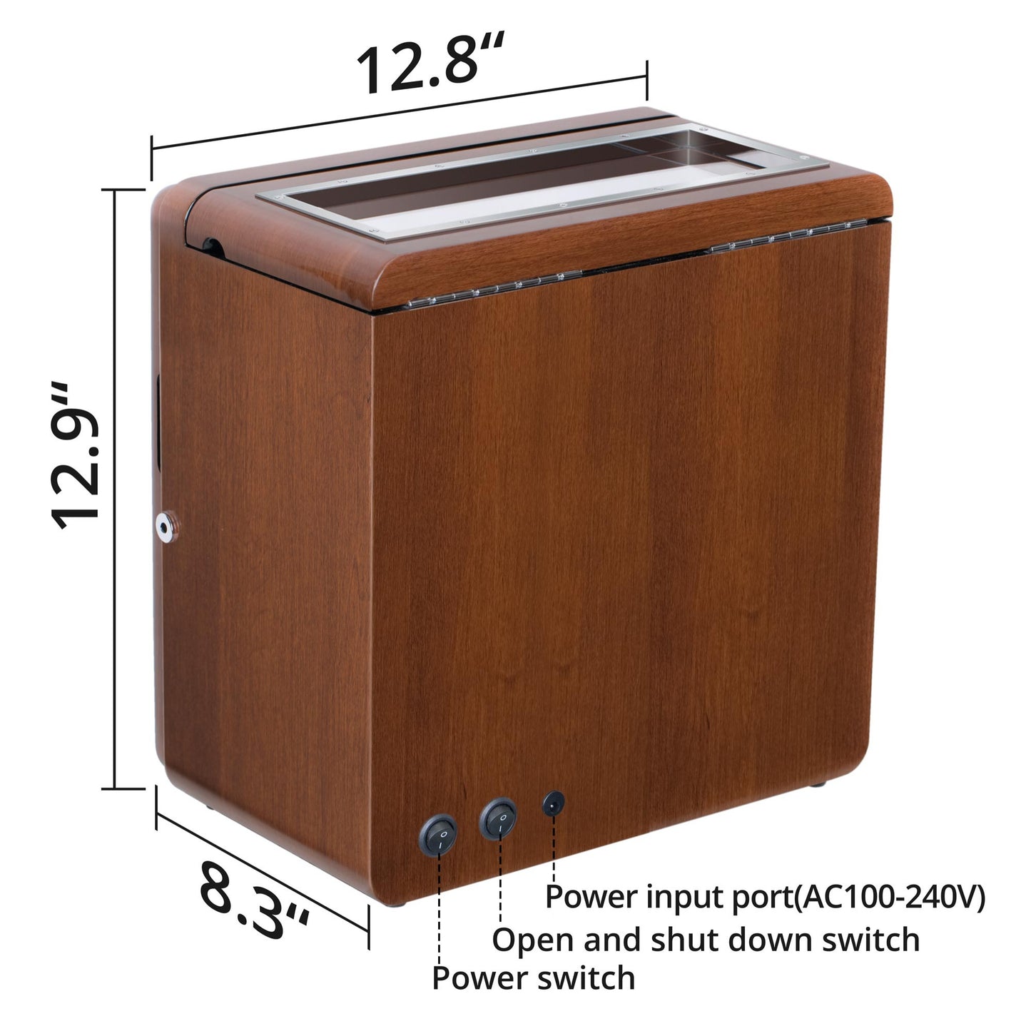 6-Slots Walnut Watch Winder with 4 Fee Storages, High-Gloss Piano Lacquer, LUKDOF