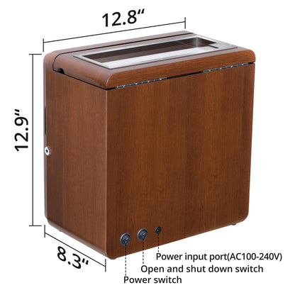 6-Slots Walnut Watch Winder with 4 Fee Storages, High-Gloss Piano Lacquer, LUKDOF