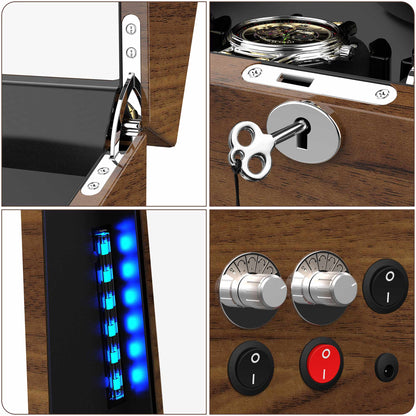 6-Slots Watch Winder with Flexable Pillows, High-Gloss Piano Lacquer, TRIPLE TREE