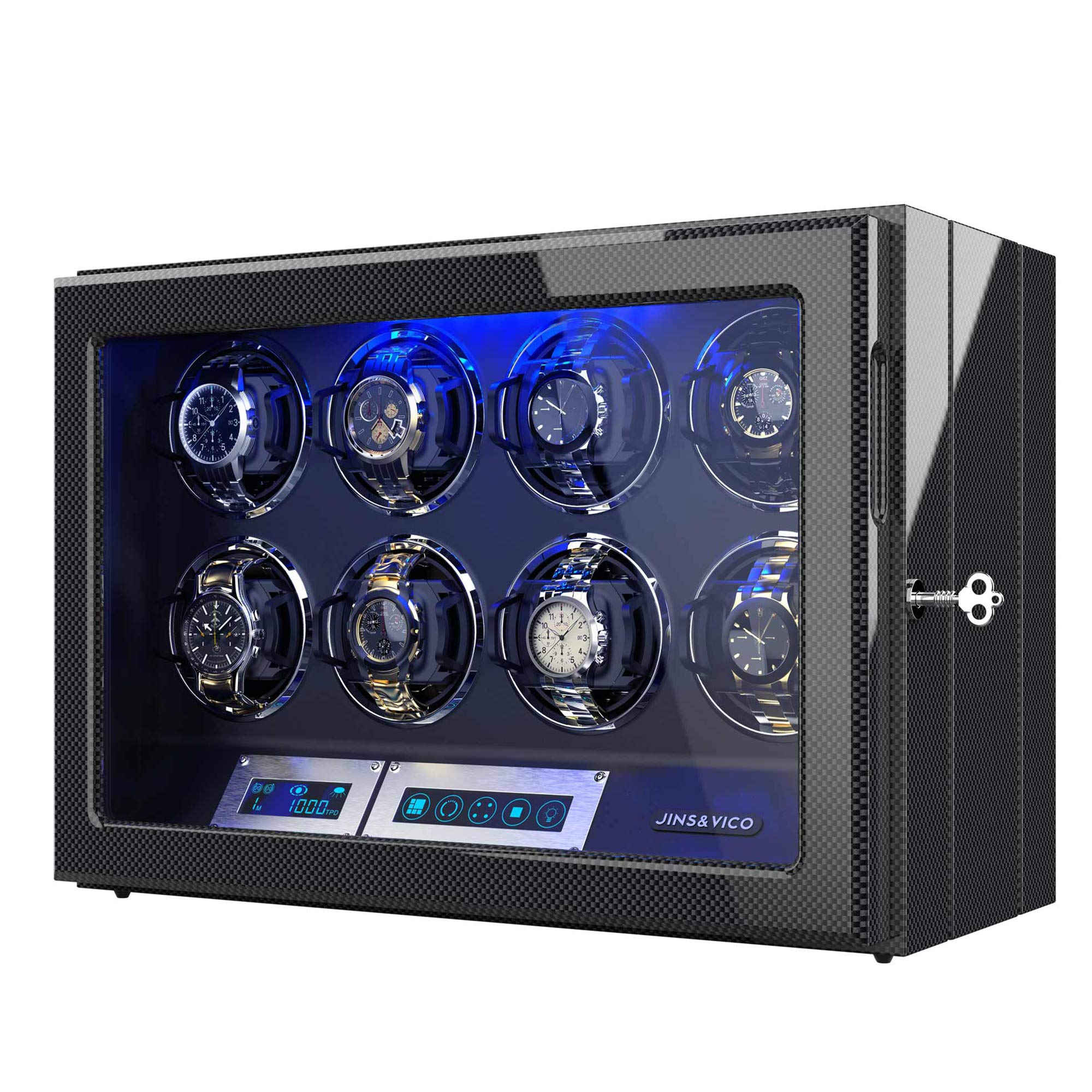 Watch Winder 8 Winding Spaces in Carbon Fiber, JINS&VICO