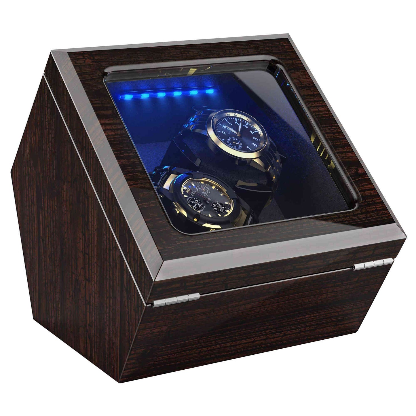 Double Wooden Watch Winder include Flexable Pillow,  High-Gloss Piano Lacquer, INCLAKE