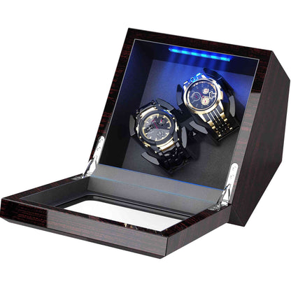 Double Wooden Watch Winder include Flexable Pillow,  High-Gloss Piano Lacquer, INCLAKE