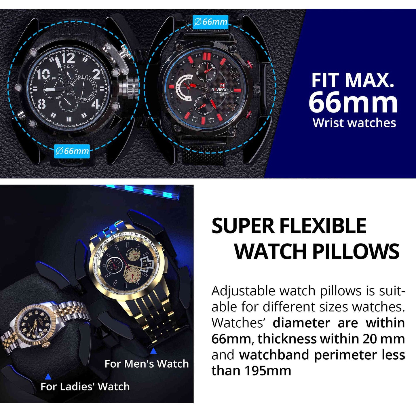 Double Wooden Watch Winder include Flexable Pillow,  High-Gloss Piano Lacquer, INCLAKE