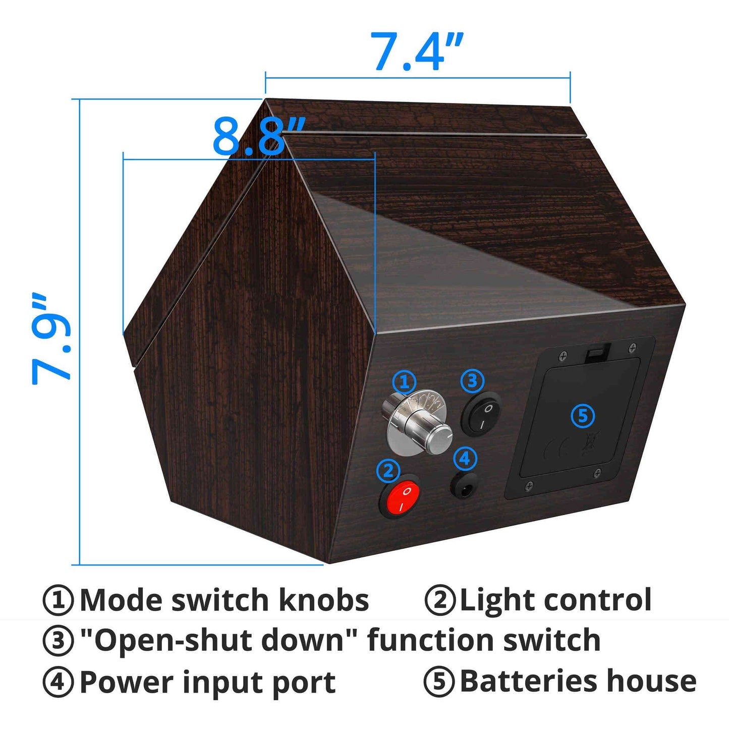 Double Wooden Watch Winder include Flexable Pillow,  High-Gloss Piano Lacquer, INCLAKE