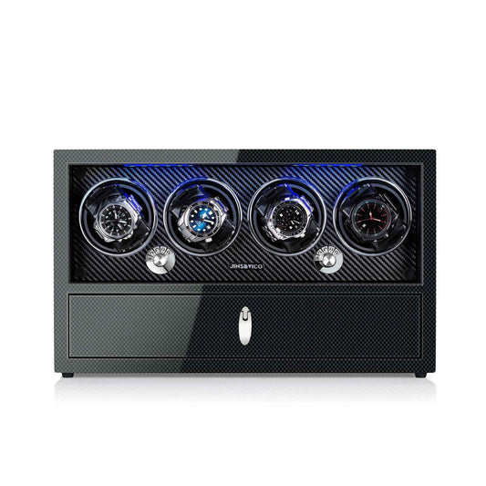 Watch Winder for 4 Watches with LCD Touchscreen Control, High-Gloss Piano Lacquer, JINS&VICO